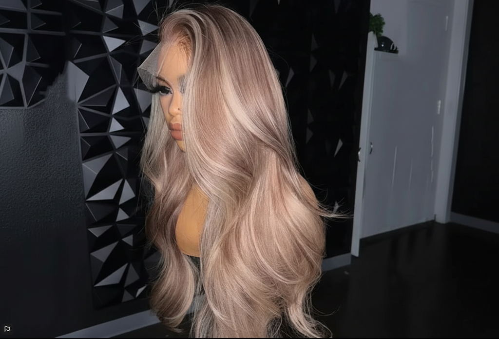 ASH BLONDE & CHAMPAGNE  BROWN LOWLIGHT WIG